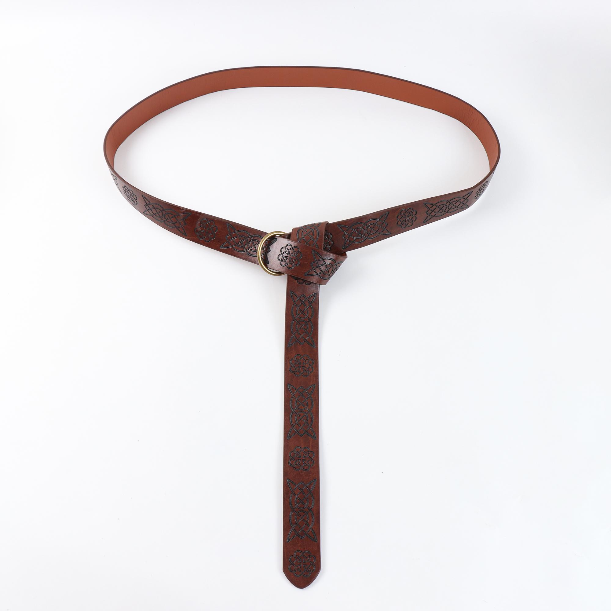 1pc Medieval Embossed Belt, PU Leather O-Ring Belt, Vintage Renaissance Knight Style Belt, Viking War Costume Accessory