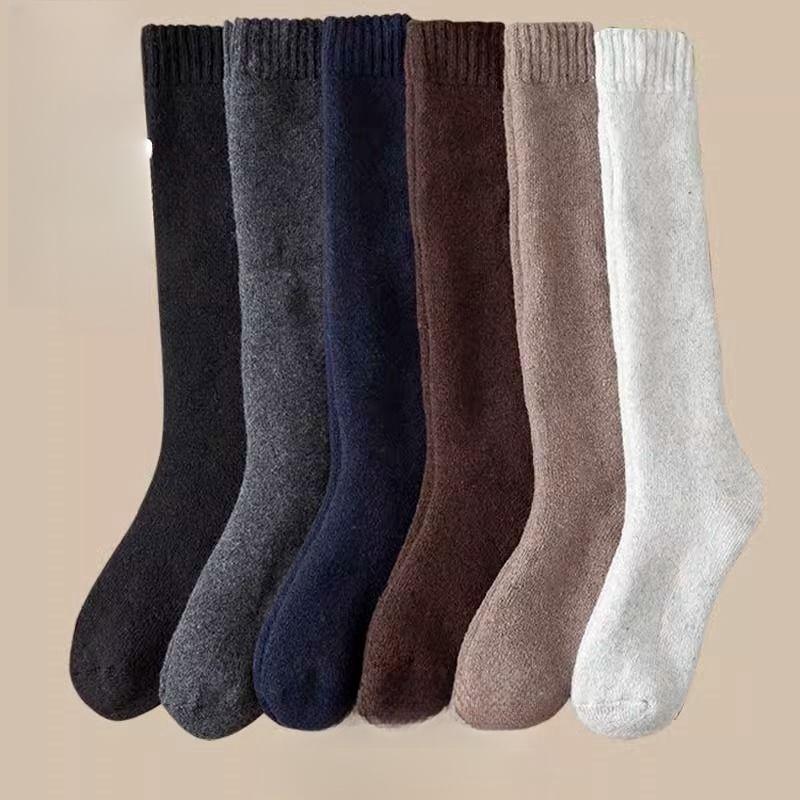 3 Pair Winter Thick Warm Knee-High Men's Wool Socks Men's Merino Calf Socks Casual Cashmere Terry Socks Fashion Stockings Men