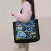 Ethnic Style Flower Embroidery Canvas Tote Bag Large Capacity Shoulder Handbag for Women