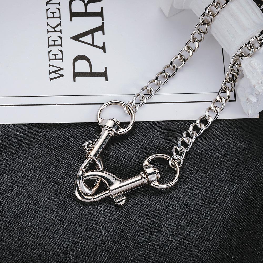 Titanium Steel Punk Necklace: Double-Head Lock & Keychain – Trendy Unisex Hip Hop Chain with Unique Design.