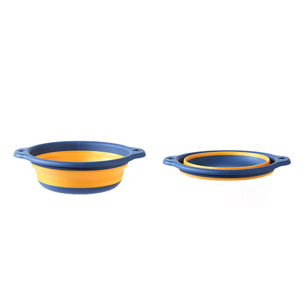 2 Pack Portable Plastic Dishpan 9.06 Inch 12.6 Inch Size Round Wash Basin Foldable Hanging Design Basins Kitchen