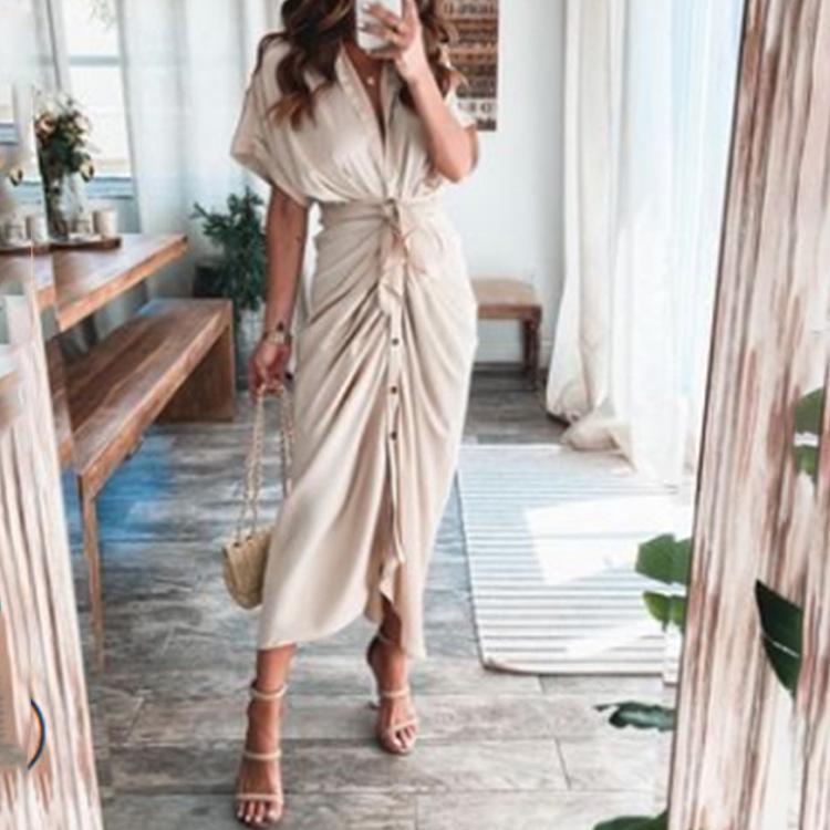 2026 Frühling Elegantes Sexy Bedrucktes V-Ausschnitt Bindeband High-Waist Kleid für Damen