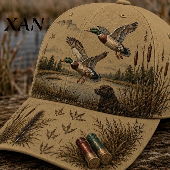 Cappello da Escursionismo con Visiera Curva, Cappellino da Baseball Vintage da Caccia, Cappello con Motivo Cane da Anatra, Traspirante, Assorbe l'Umidità, Regolabile, Regalo per Appassionati