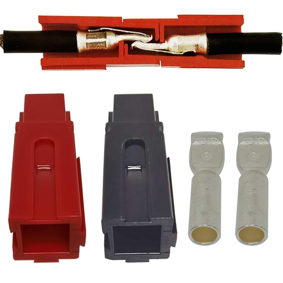 

CESFONJER Power Pole Quick Connect Battery Connector - 2pcs Quick Disconnect 120A600V Power Connector Battery Plug + Terminal Red Black