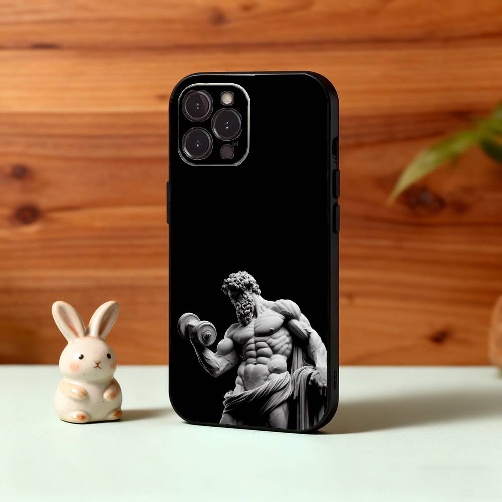 Greek Mythology Statue Fitness GYM Phone Case For iPhone17,16,15,14,13,12,Plus,Pro Max, 5G Others Soft Black Cover