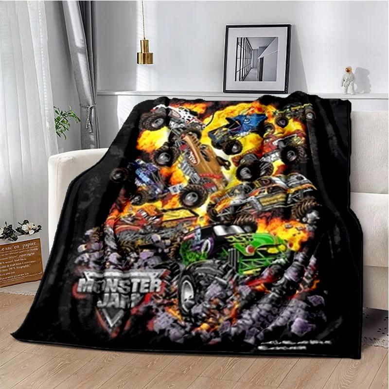 

M-Monster Jam Monster Truck Cartoon Blanket,Soft Throw Blanket for Home Bedroom Bed Sofa Picnic Travel Office Cover Blanket Kid 75x90cm