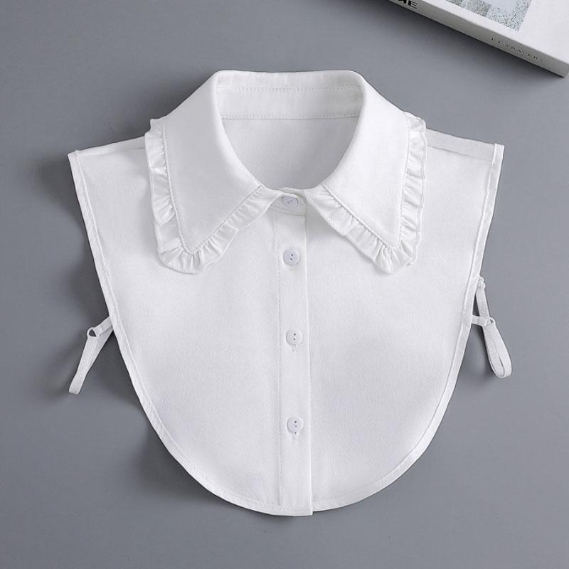 Ruffle Lapel White Fake Collar Women Detachable Collars Scarf False Collar Shirt Tie Plaid Female Removable Dickie Shirt Women