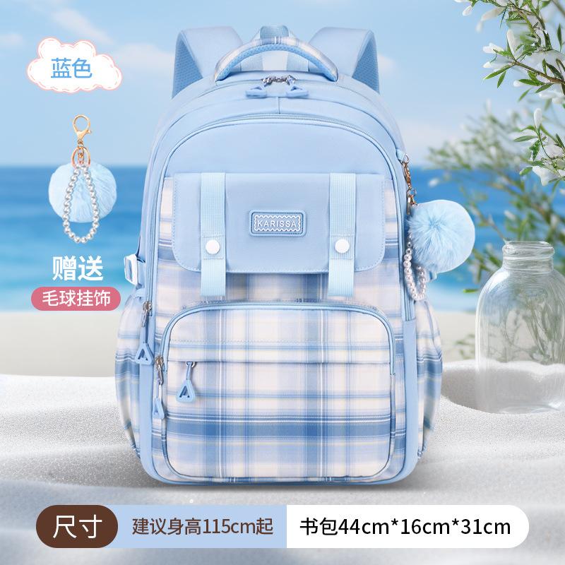 Fashion Plaid Kids Backpack Primary Students School Bags Girls Cute Backpack Large Capacity Book Bag Oxford Waterproof Rucksack