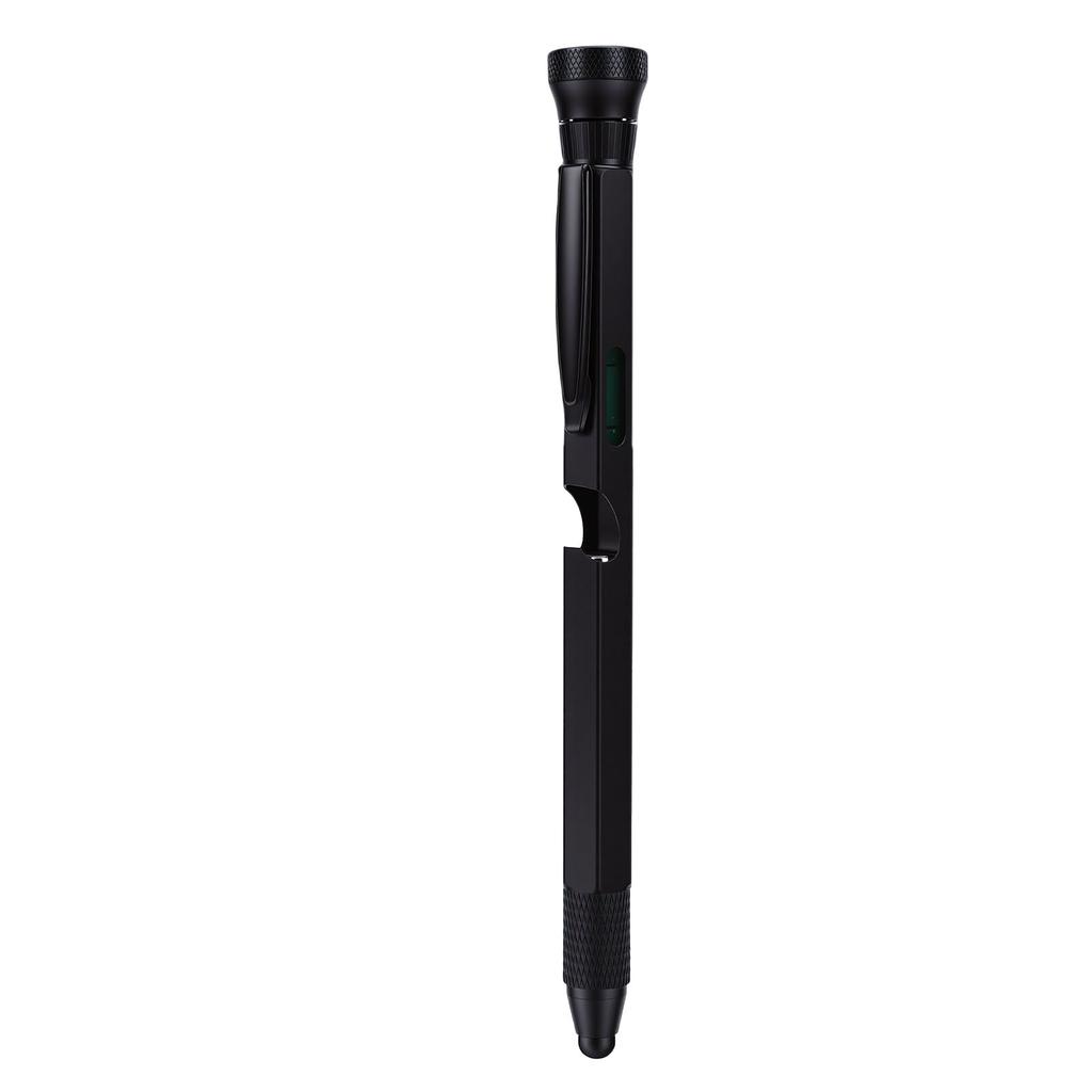 12 in 1 Multitool Pen Ballpoint Multi Tool Pen with LED Light Screwdrivers Level Ruler Bottle Opener 2 Ink Refills