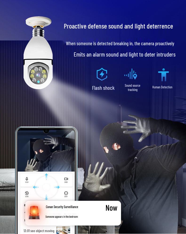 200W E27 WiFi Dual-Light Wireless Home Camera with Two-Way Audio & Remote Monitoring