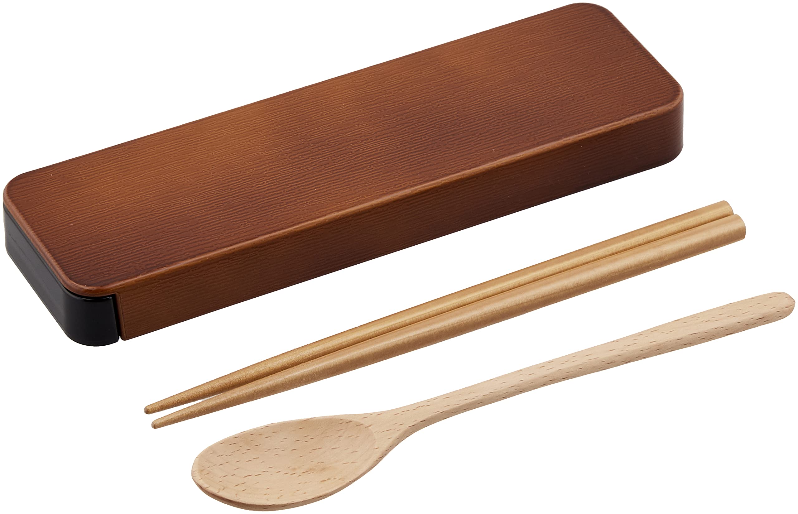 Tatsumiya Spoon Chopsticks Slide Bentwood Made in Light 18cm & Set, Type, Box, Japan, Brown,