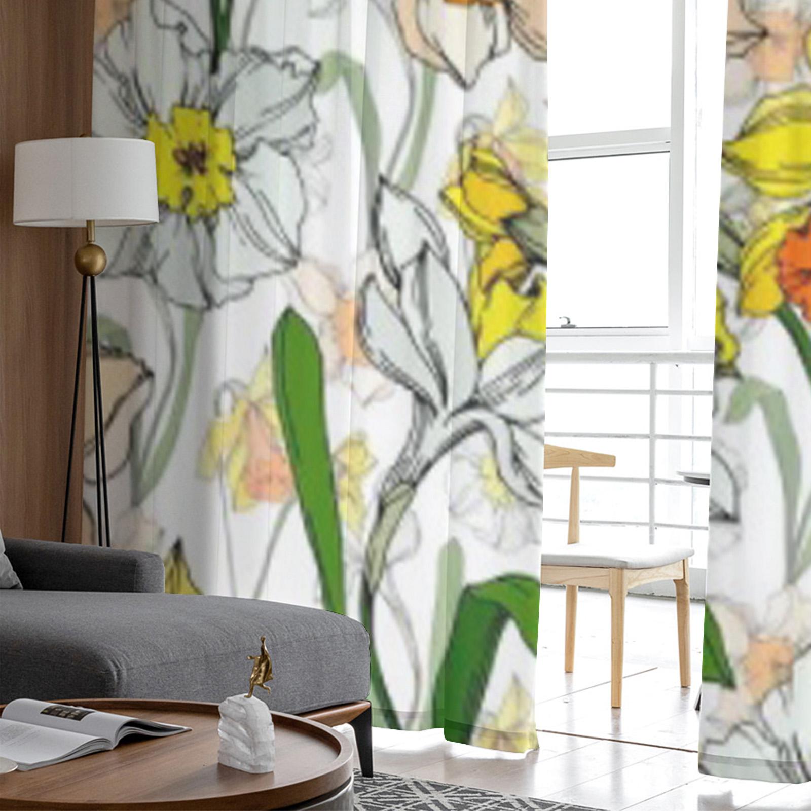 Чернила дикая роза цветок нарцисс прозрачные шторы для гостиной прозрачный тюль занавеска — фото 5