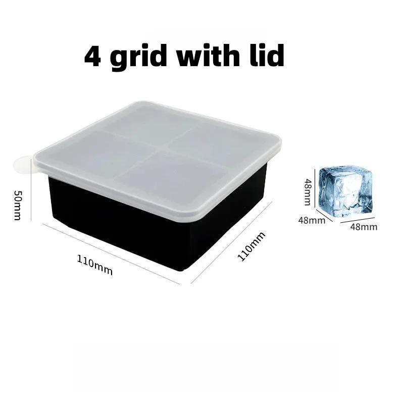 4/6/8/15 Grid Big Ice Tray Mold Giant Jumbo Large Food Grade Silicone Ice Cube Square Tray Mold DIY Ice Maker Ice Cube Tray