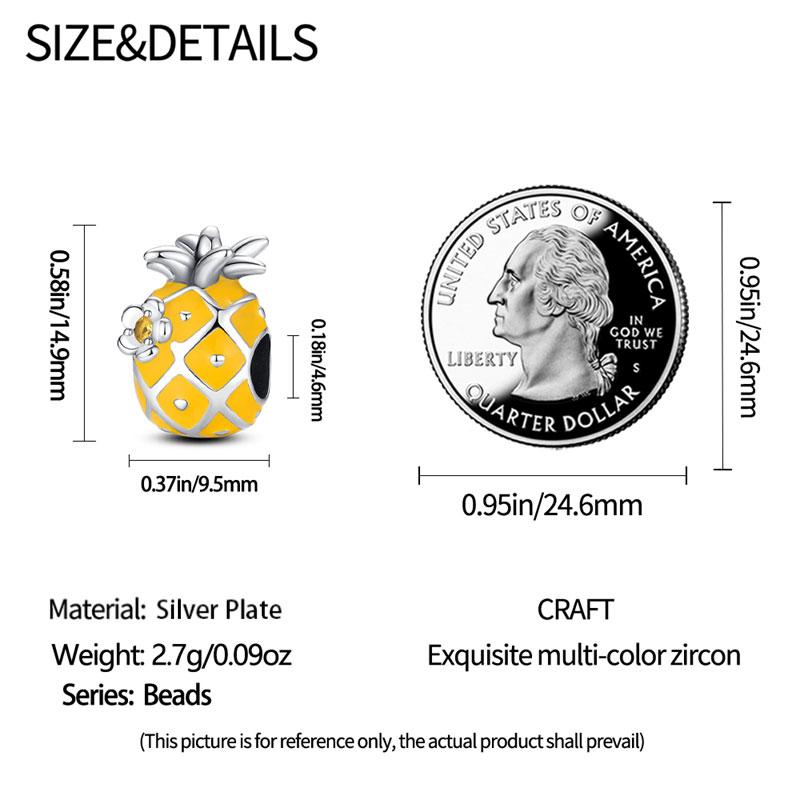 Copper-Plated Fruit Series-Strawberry Avocado Charms Fit Pan Snake Bone Bracelet Diy Bead Women Jewelry Birthday Gift