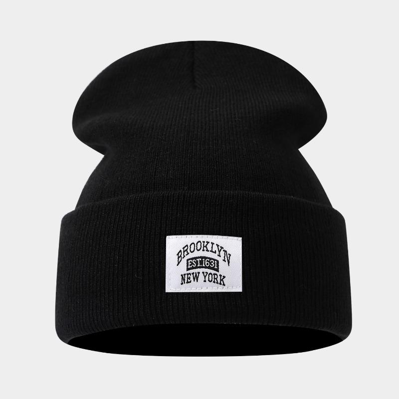 

Модная брендовая вязаная шапка с тканевой этикеткой Brooklyn, мужская и женская, персонализированная модная шапка из гофрированной шерсти, трендовая шапка от холода one size fits all