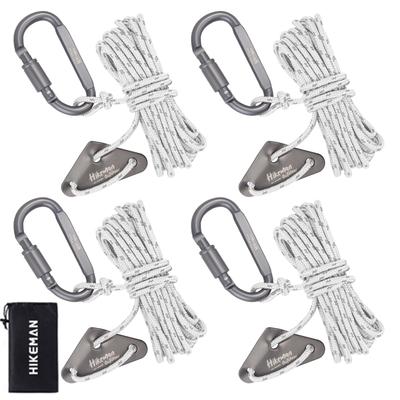 Tent Rope, Paracord, with Carabiner, Adjustable, Tarp Rope, Guy Line, Guyline, Reflective Material, Thickness 4mm, Length 4M, Flexible Fittings,