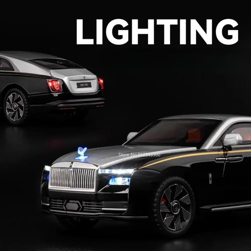 1:24 Scale Spectre Phantom Car Model Toy Diecast Metal Light Music Starry Sky Top Shock Absorption Vehicle for Boys Gifts