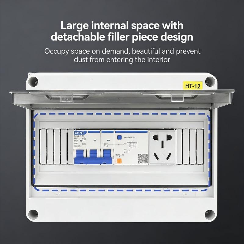 Water Resistant Mounted Electrical Distribution Box With HT5 2P 32A Current Monitor For Indoor Outdoor Usage