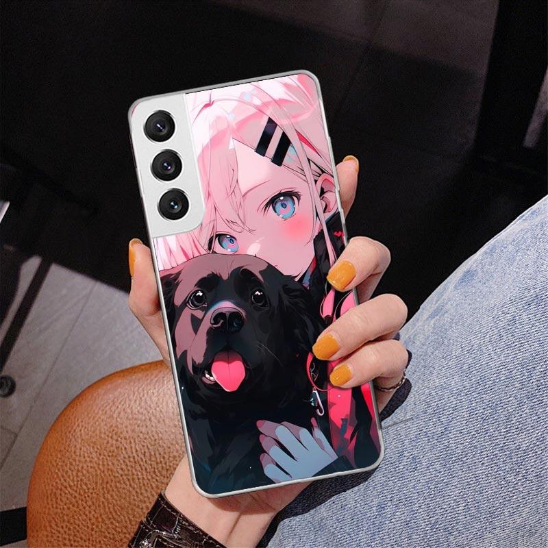 Cute Anime Ins Girls Animal Cat Phone Case For Samsung Galaxy S24 S25 Edge S26 Ultra S23 S22 S21 Plus S20 FE + Personalized Prin