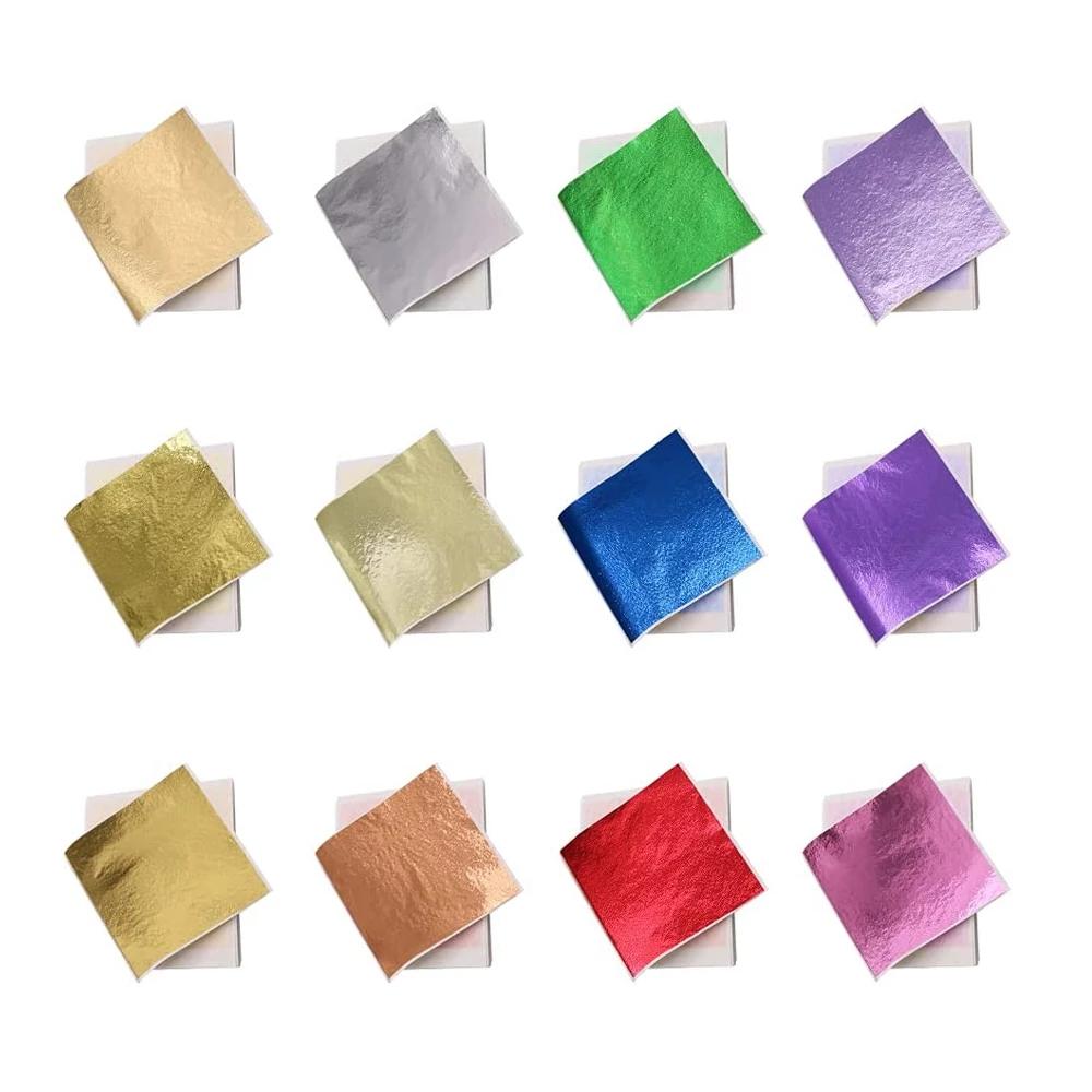100Pcs Gold Leaf Sheets DIY Nail Gold Leaf Sheets Painting Gold Leaf Paper Resin Decoration Gold-plated Furniture Gold Foil