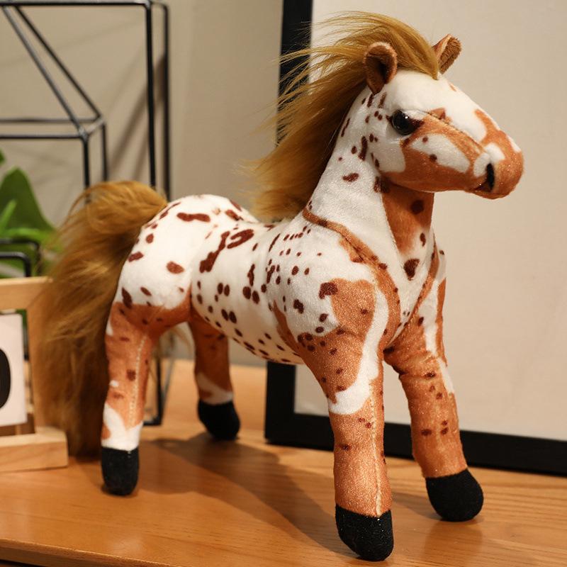 Simulation animal black pony doll plush toy small white horse zodiac horse doll children's doll