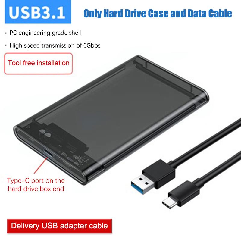 2,5-calowa obudowa na dysk twardy USB 3.1/2.0 Type C, obudowa na dysk SSD SATA, obudowa na zewnętrzny dysk twardy SSD lub HDD do notebooka