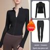 Women's Long Sleeve Sports Yoga Jacket - Stand Collar Cardigan for Running, Fitness, and Pilates