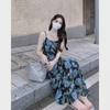 2024 Plus Size Women's Floral Summer Beach Suspender Dress - Slimming, Belly-Covering, Long Holiday Seaside Style