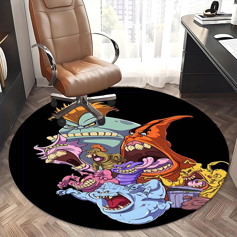 Monster Mashup,Cartoon Creatures Chair mat Round Rug Office carpet, Machine Washable, Non slip, Suitable for Living Rooms, Bedrooms