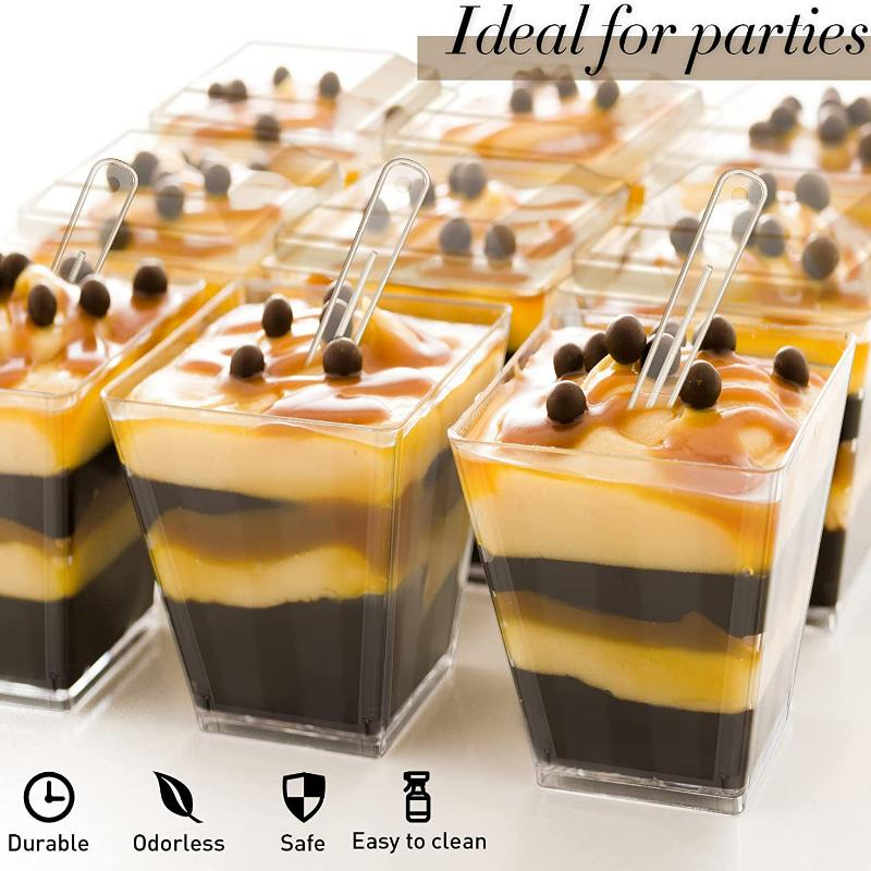 Disposable Plastic Mousse Cup Ladder Shaped Cup Pudding Cup Dessert Cake Cup Appetizer Jelly Yogurt Mousse Dessert Baking Cup