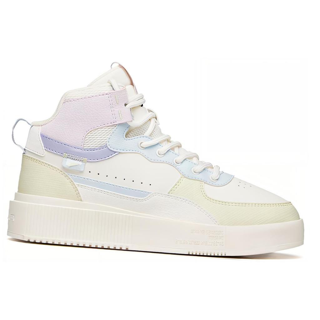 New Anta Anti-Slip Wear-Resistant High-Top Skateboard Shoes Women's White Green 922238011-4