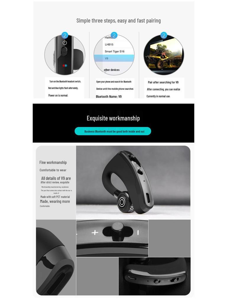 V9 Mini Wireless Bluetooth 4.0 Sports Earphones with Ultra-long Standby