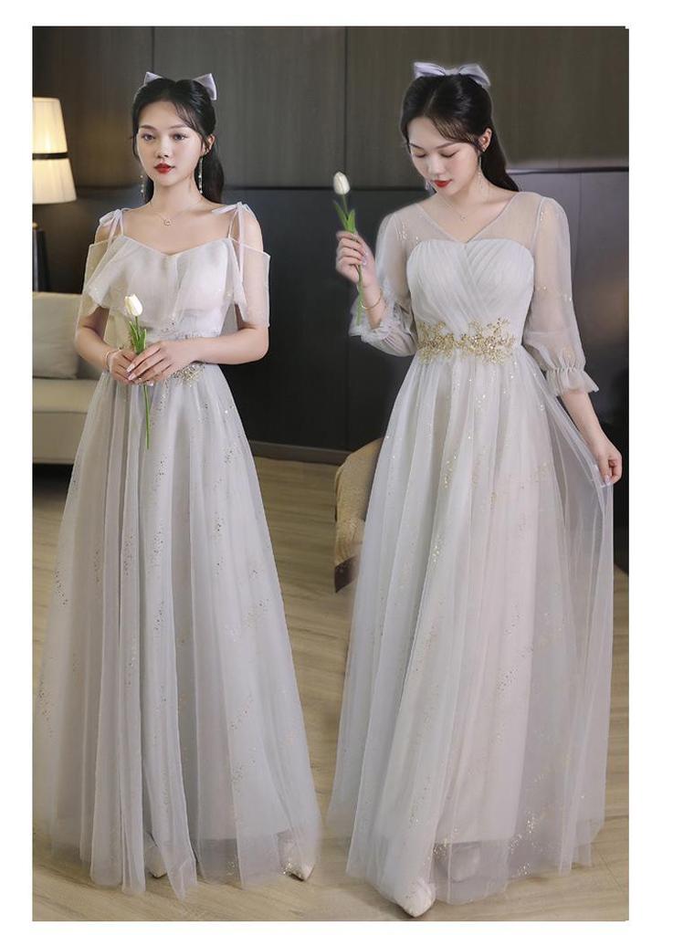2026 Light Silver Gray One-Shoulder Sequined Bridesmaid & Evening Gown