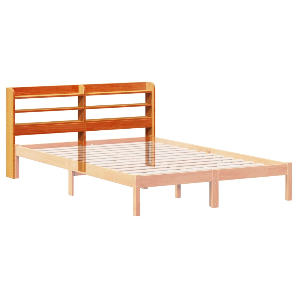 Headboard with Shelves Wax Brown 150 Cm Solid Pine Wood
