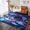 Colorful Dreamcatcher Rug with Wolf and Flowers carpet for home sofa bedroom, gift
