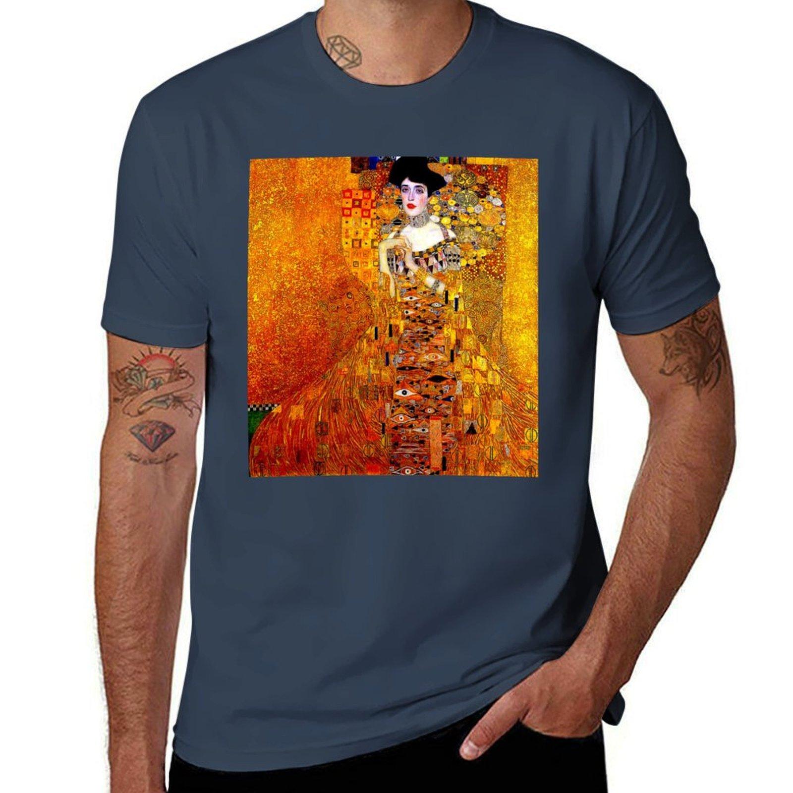 Lady In Gold Gustav Klimt 1912 High Definition Painting Print Tshirt Big Size Loose Fit Tee Shirt S