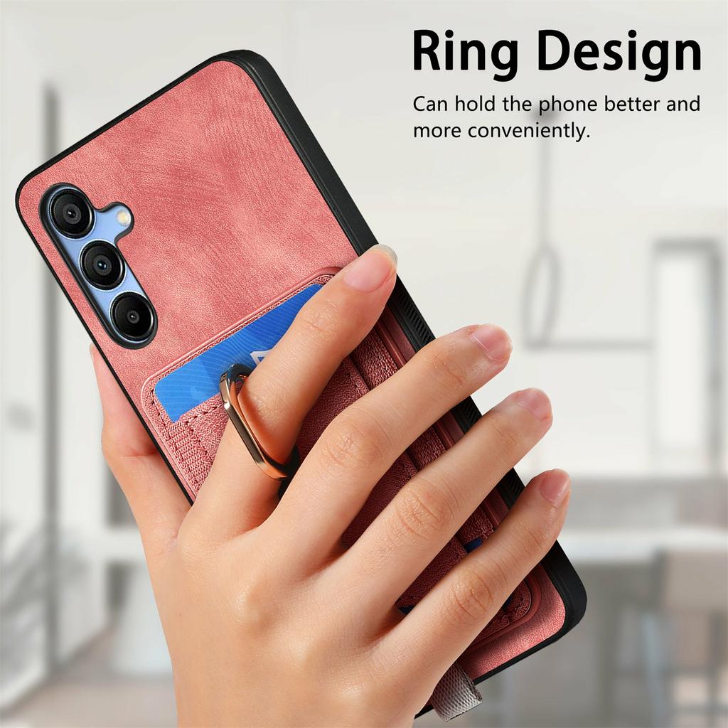For Samsung Galaxy A16 4G/5G Magnetic Case Card Holder Ring Kickstand PU Leather Phone Back Cover