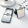 Ring Holder PU Leather Phone Case for Samsung Galaxy Z Flip 5 4 3 Flip5 Flip4 Flip3 5G Plastic Hard Shell Shockproof Cover