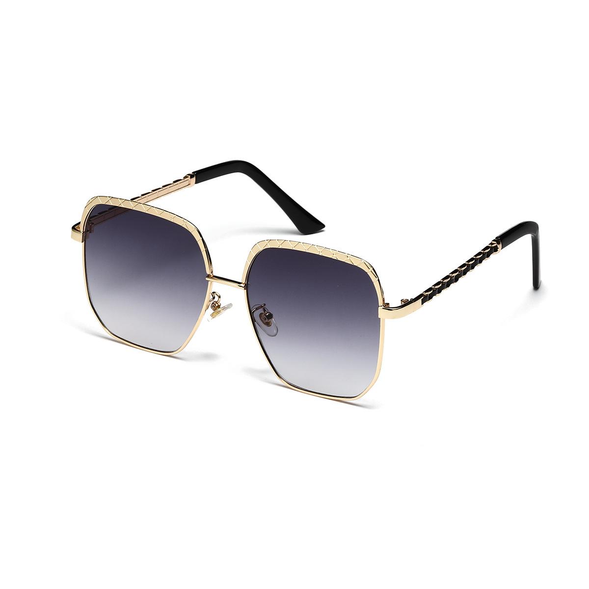 

Очки в большой оправе, простые солнцезащитные очки, женские, квадратные солнцезащитные очки с металлическим корпусом, мужские очки