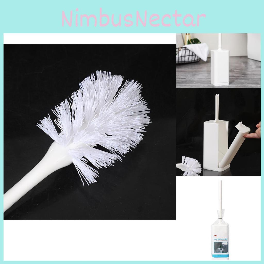 Toilet Brush Kit With Stand Long Handle Plastic Design For Bathroom Maintenance