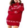 Women's Christmas Oversized Turtleneck Snowflake  Knit Dress