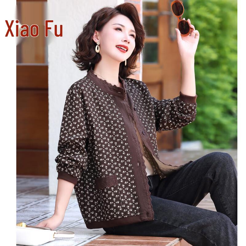 

Middle-Aged Women s Floral Thin Spring Jacket 4XL