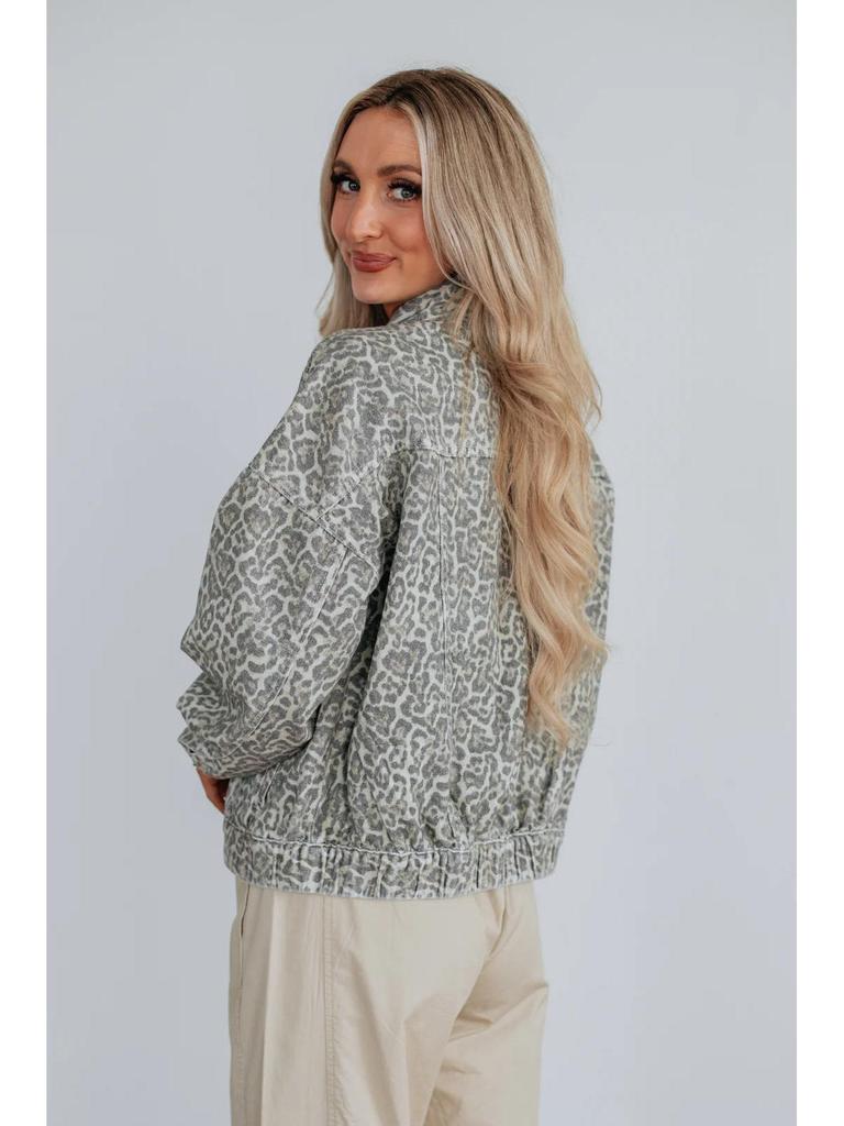 European-American Versatile Loose Washed Print Denim Jacket for Women