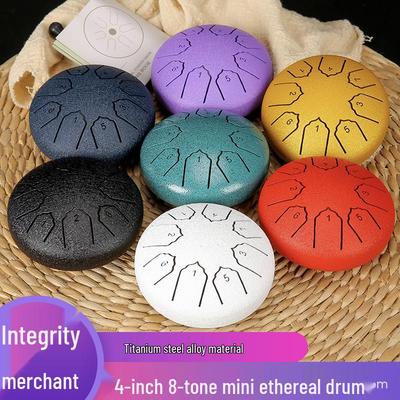 4-inch Mini Ethereal Steel Tongue Drum - 8-tone, Worry-Relief Percussion Instrument for Kids, Portable and Empty Drum Design