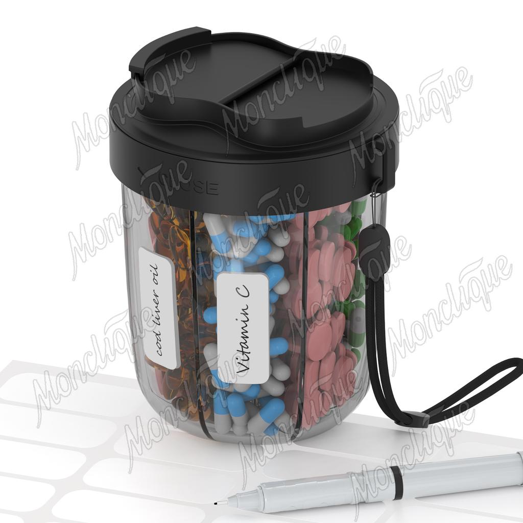 Pill Organizer 7 Grids Large Cup Bottle Organizer Supplement Pill Dispenser for Holding 7 Various Vitamins Travel Pill Case Box