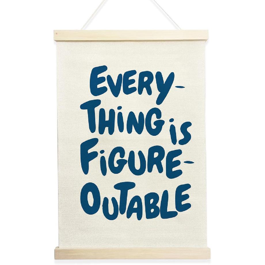 NQDWX pirational Wall Decor What If It All Works Out Wall Art Sign,Canvas Hanging Wall Flag Poster Hanger Frame For Bedroom Playroom Kids Room 025
