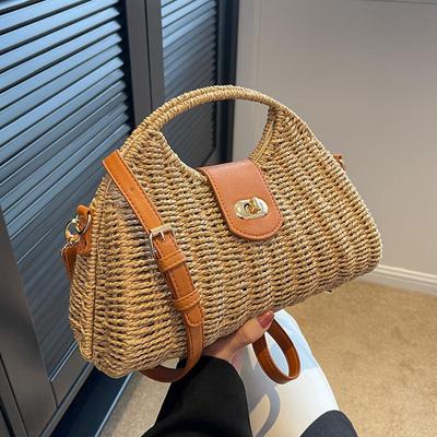 Dámské letní tkané skořepinové kabelky Dámské ručně vyráběné kabelky s horní rukojetí Kabelky pro ženy Luxusní značková plážová kabelka