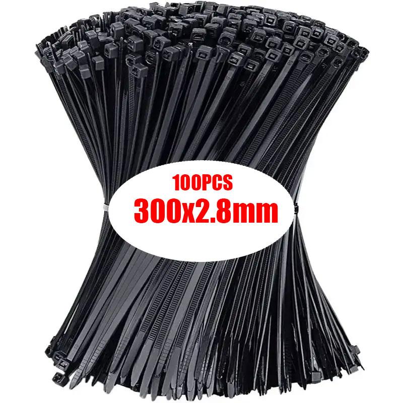 100Pcs Nylon Cable Ties Self-locking Cord Ties Straps Adjustable Cables Fastening Loop Home Office Wire Zip Ties Wholesale