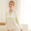 Fresh Sunflower Loose Rayon Satin Poplin Pajamas Women's Summer Cool Ice Silk Home Wear Suit Women