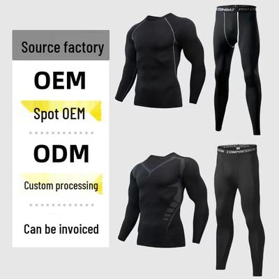 Men's Quick-Dry Breathable Sportswear Set - Tight-Fit, Long-Sleeve Base Layer for Outdoor Running & Training.